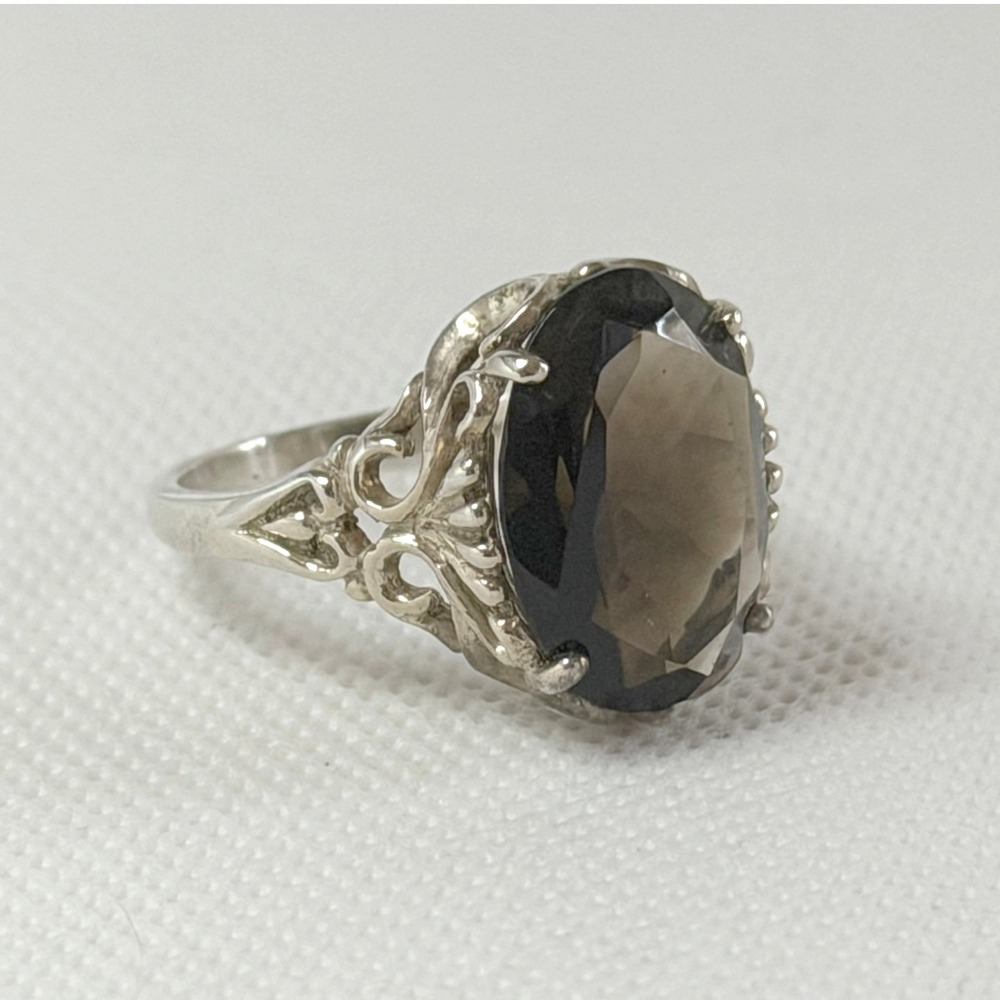 Kabana Smoky Quartz Ring Sterling Silver Brown 8.5